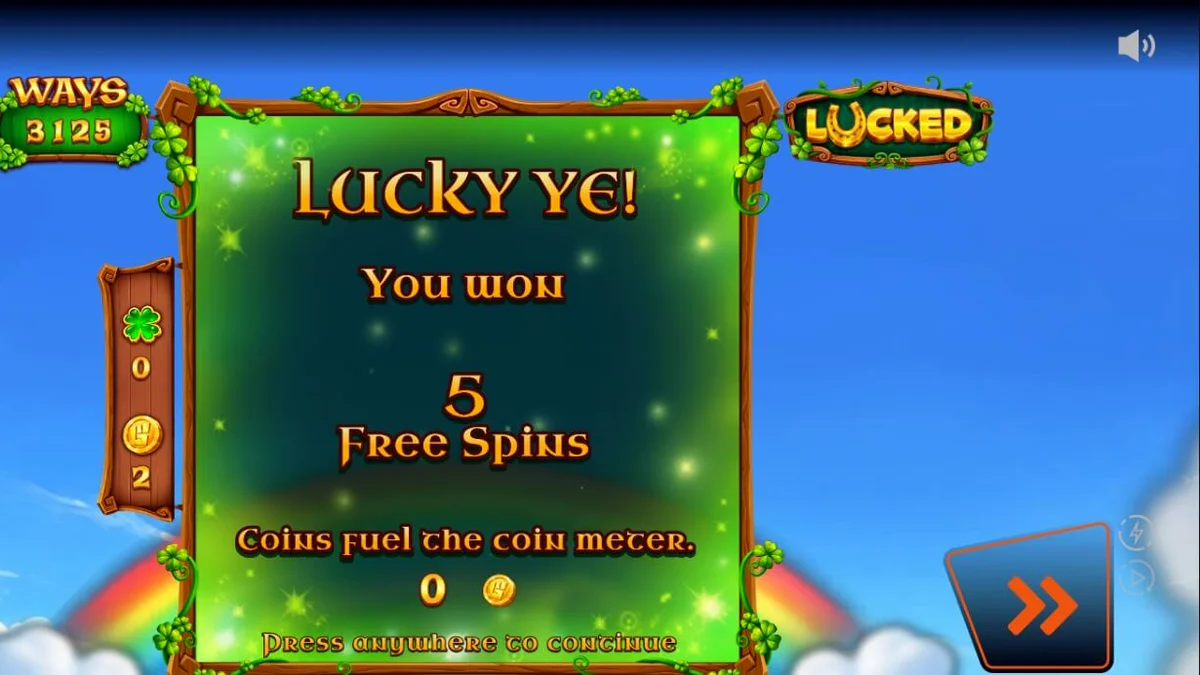 Pemandangan lembah hijau Irlandia yang mempesona dalam slot Lucked.